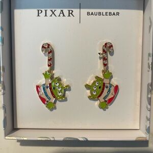 Disney Pixar Toy Story Green Alien BaubleBar Candy Cane Earrings